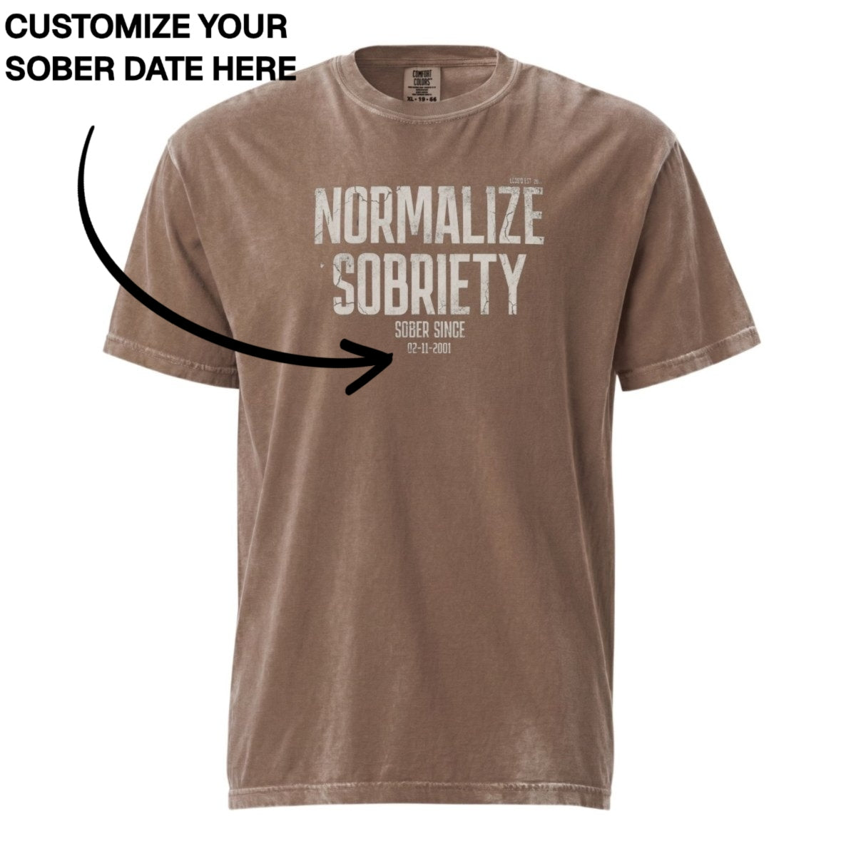 Sober T Shirt | Men's Washed Normalize Sobriety Garment-Dyed
