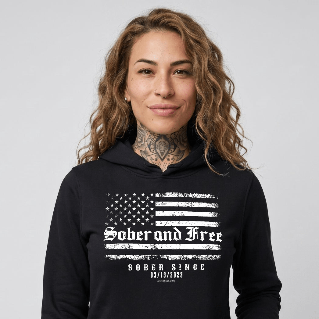 Recovery Hoodie | Sober and Free Custom Sobriety Date