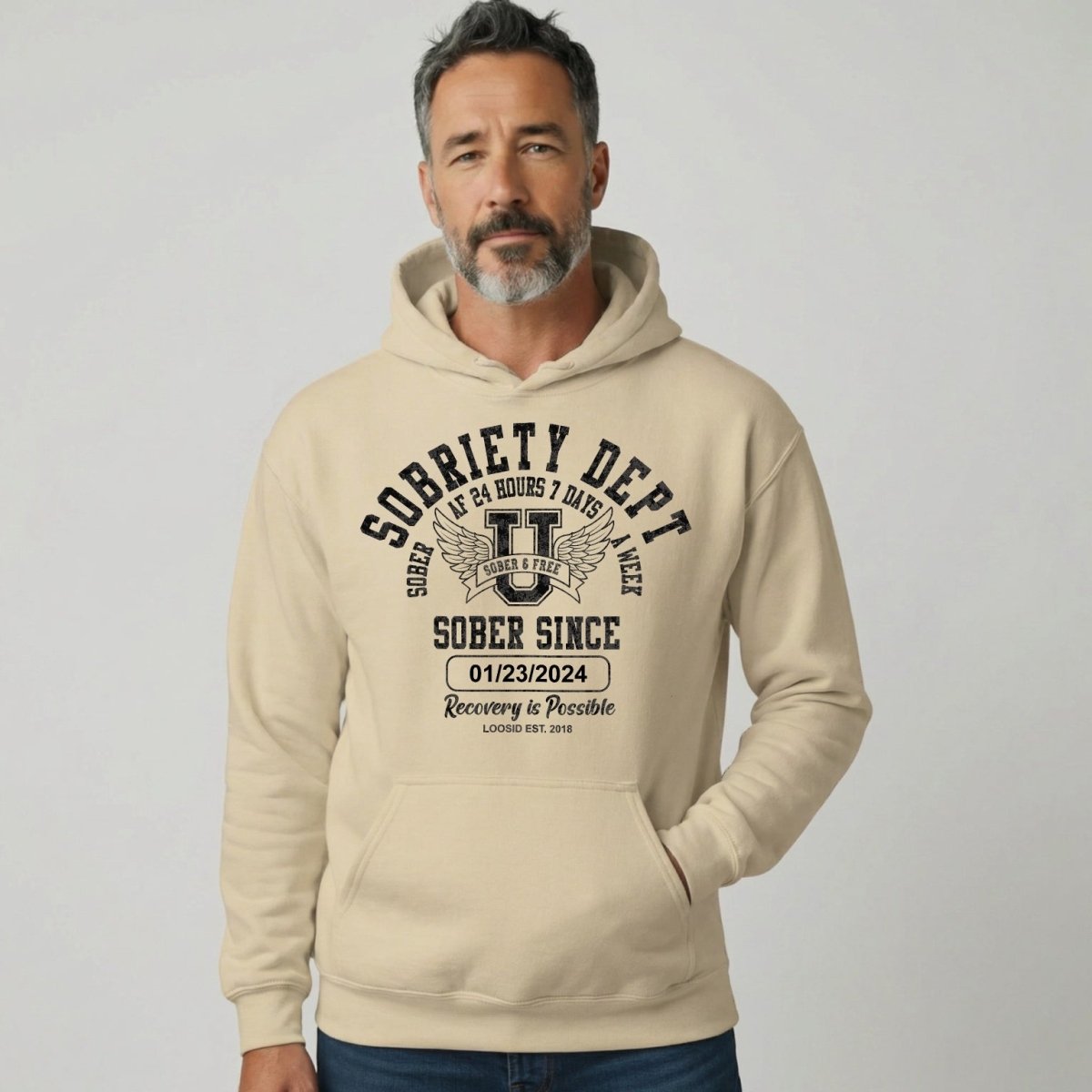 Recovery Hoodie | Sobriety Dept Hoodie with Custom Sobriety Date