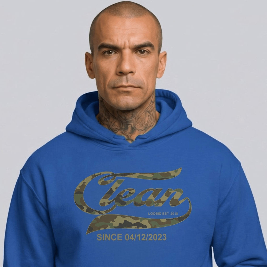 Clean Since Camo Recovery Hoodie close-up view (view 12)