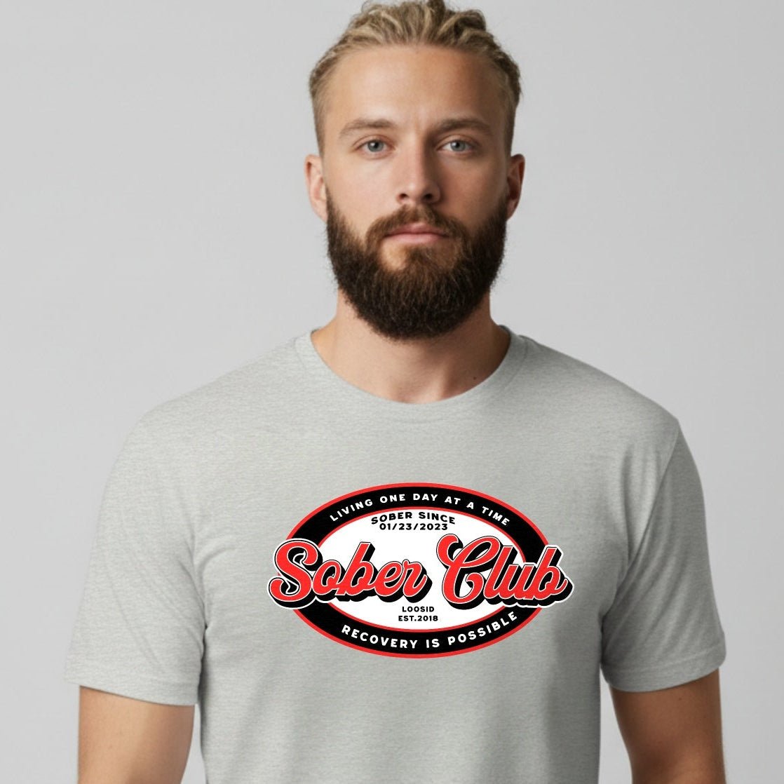 Sober Club Badge Sober T Shirt back view (view 17)