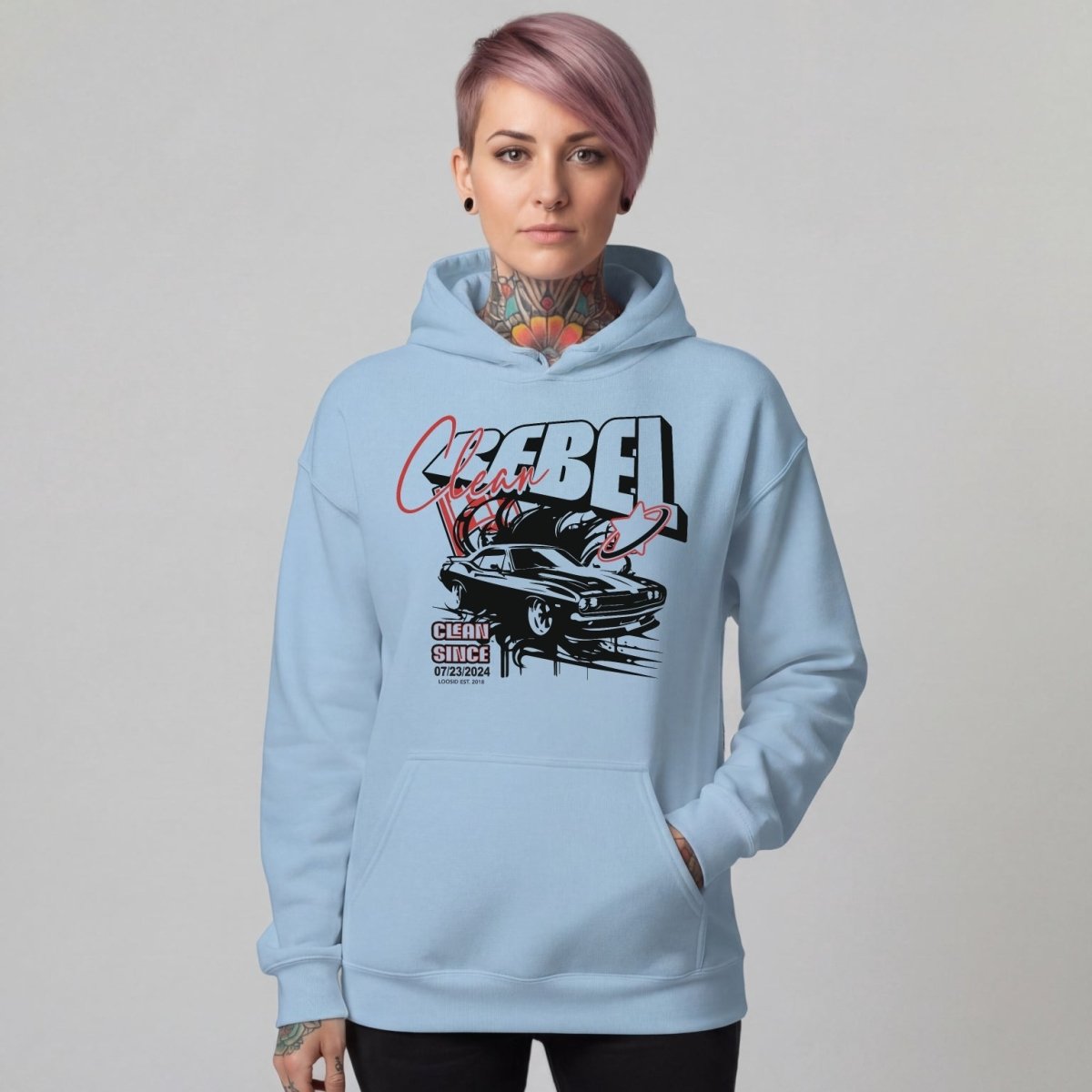 Clean Rebel Custom Recovery Date Recovery Hoodie flat lay styled image (view 13)