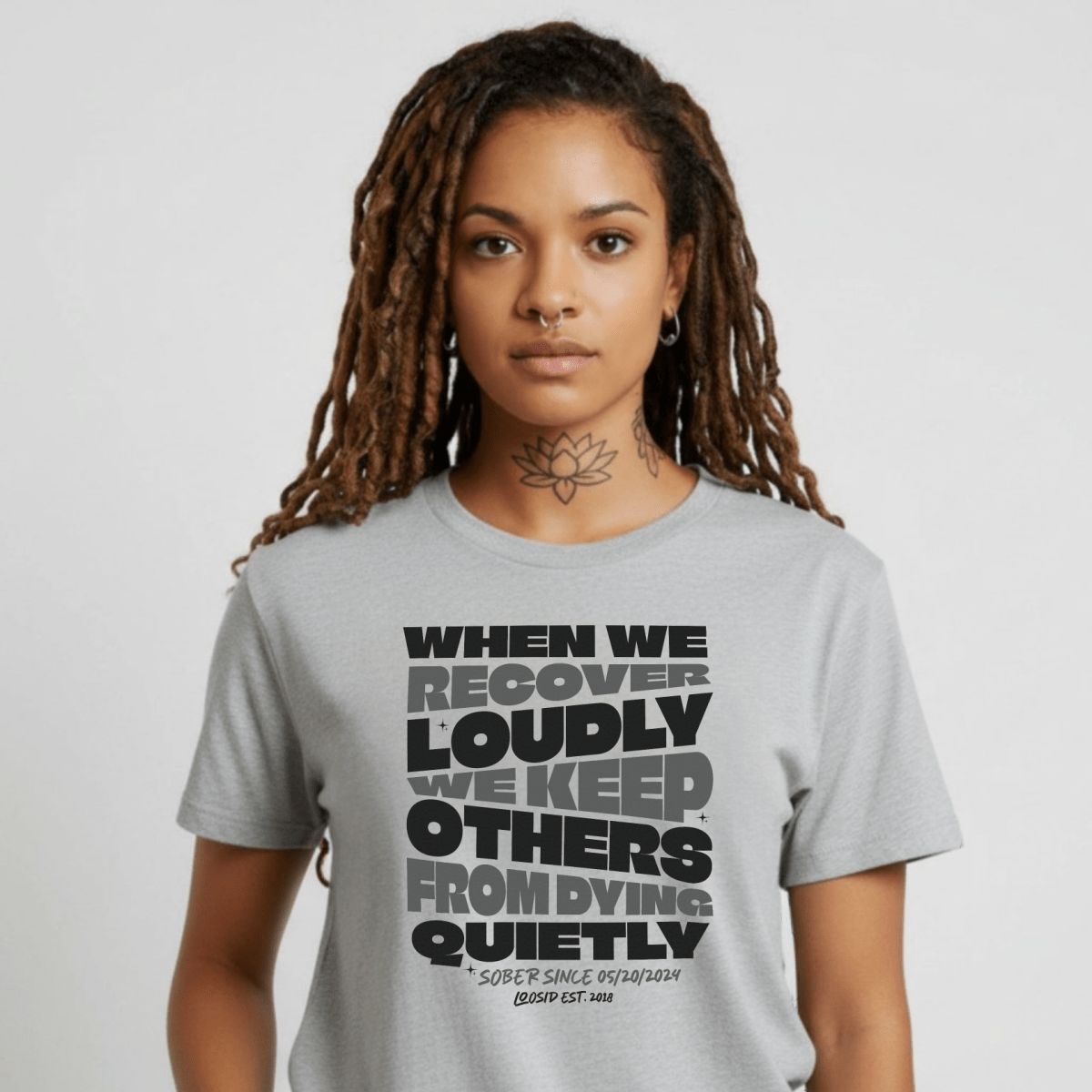 When we recover Loudly Sober T Shirt fit detail (view 19)