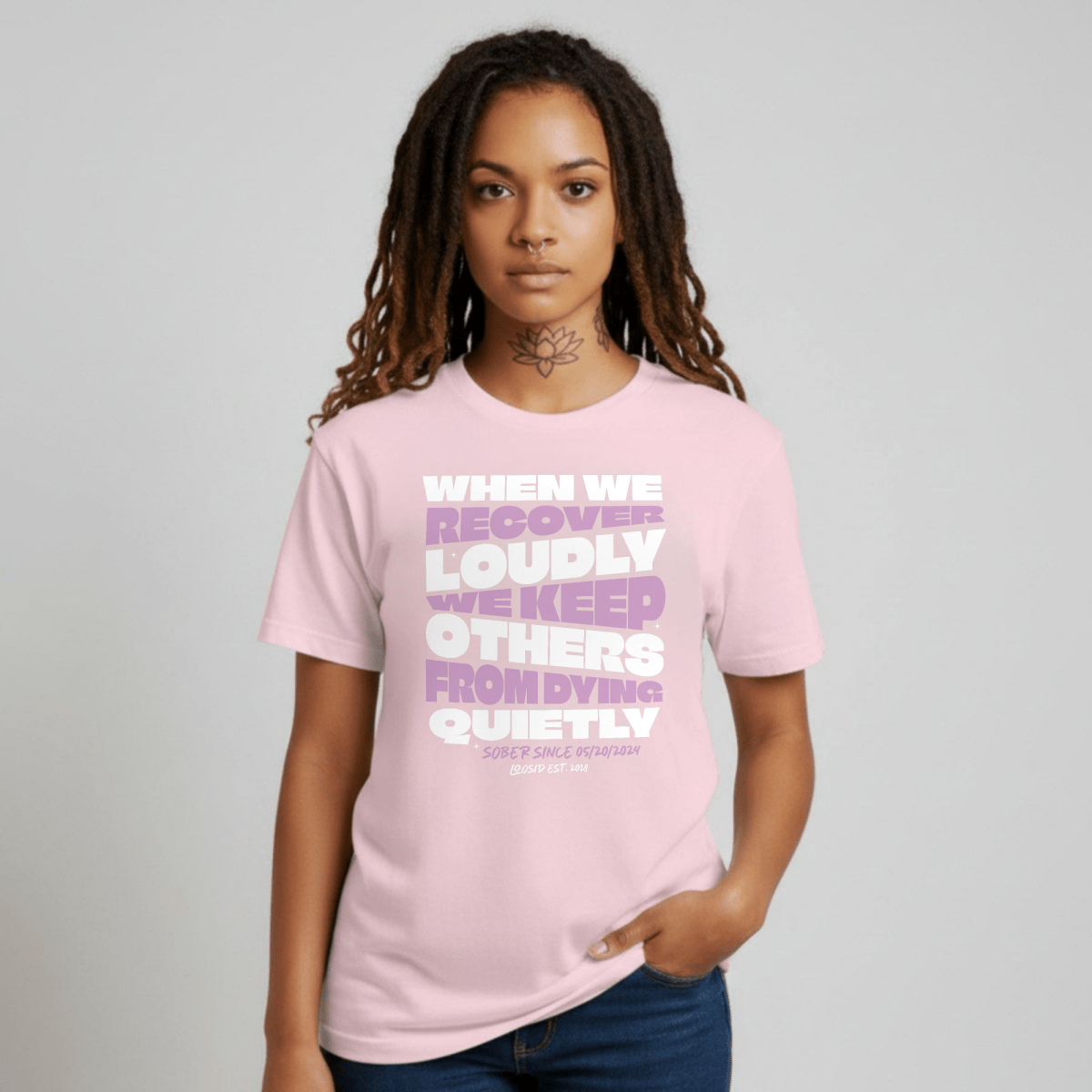 When we recover Loudly Sober T Shirt graphic detail (view 4)