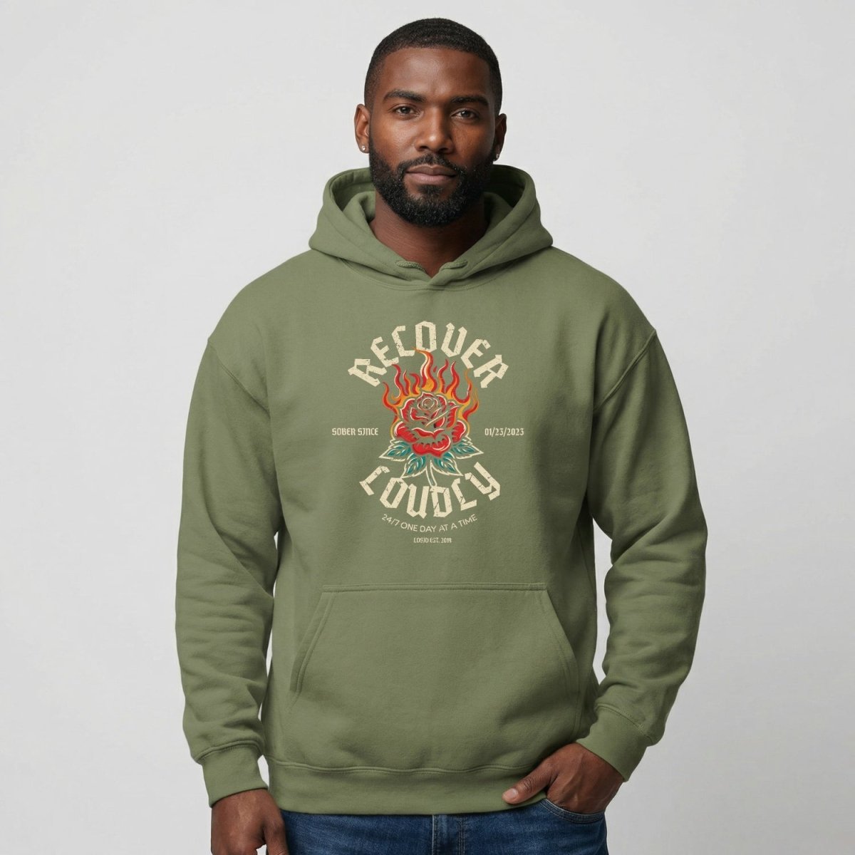 Recovery Hoodie | Recover Loudly Custom Sobriety Date Unisex Hoodie