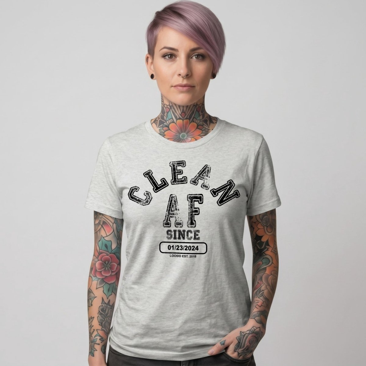 Clean AF Since Clean Sober T Shirt fit detail (view 19)