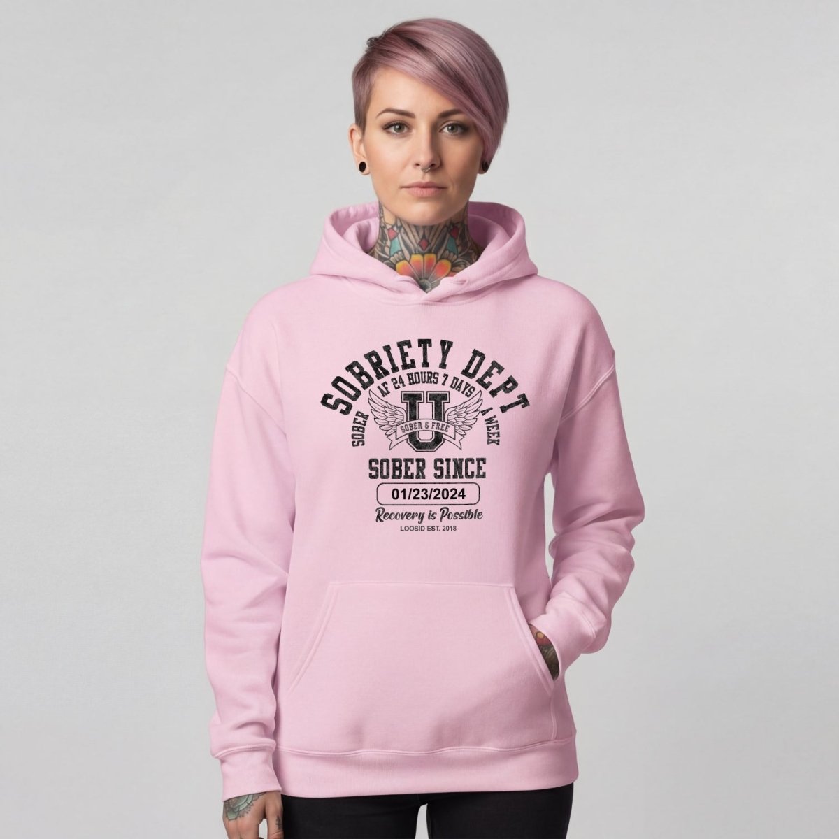 Recovery Hoodie | Sobriety Dept with Custom Sobriety Date