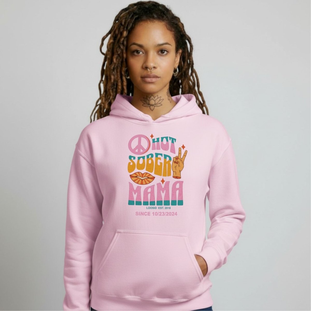 Hot Sober Mama Recovery Hoodie packaging detail (view 38)