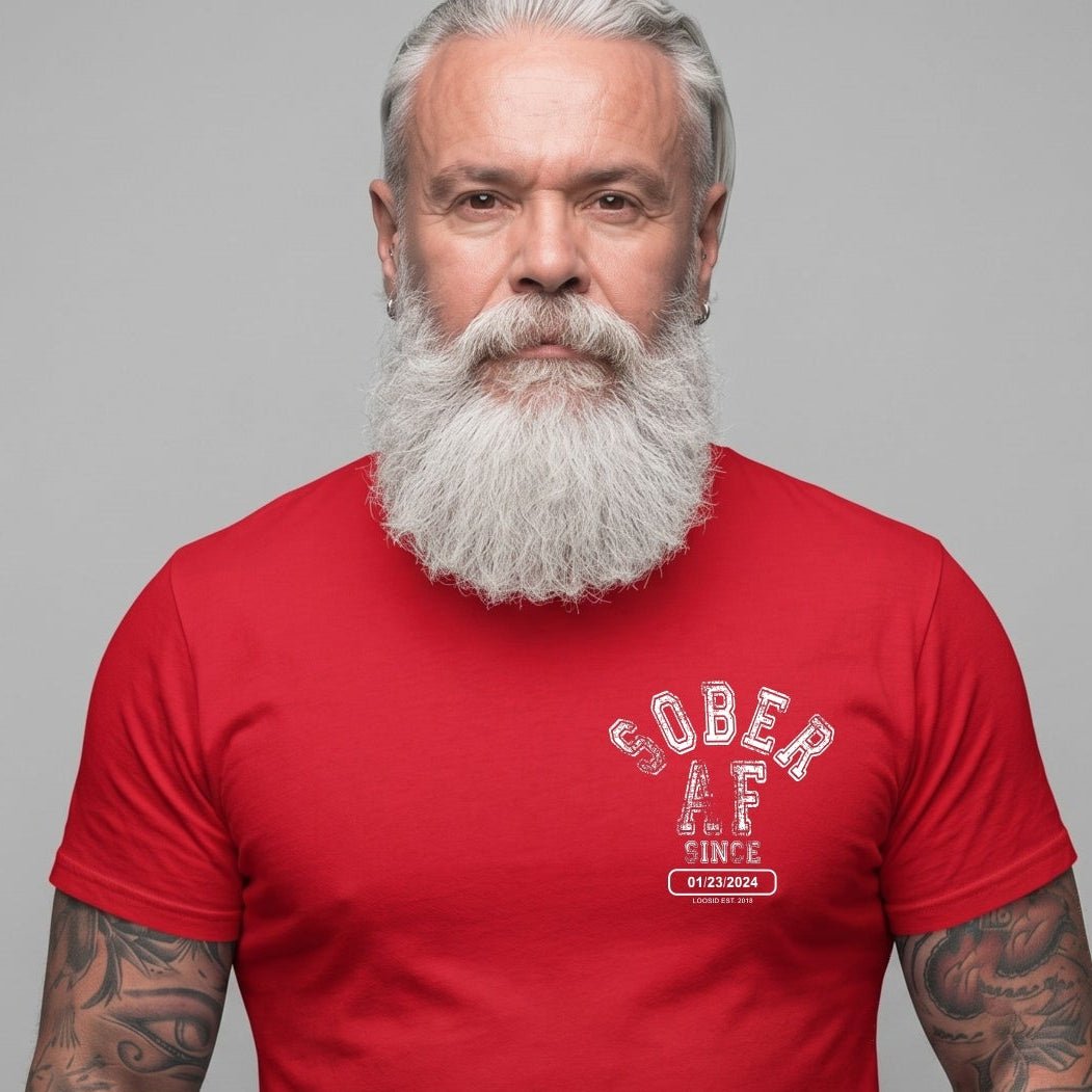Men's Sober AF T-Shirt with Custom Sobriety Date