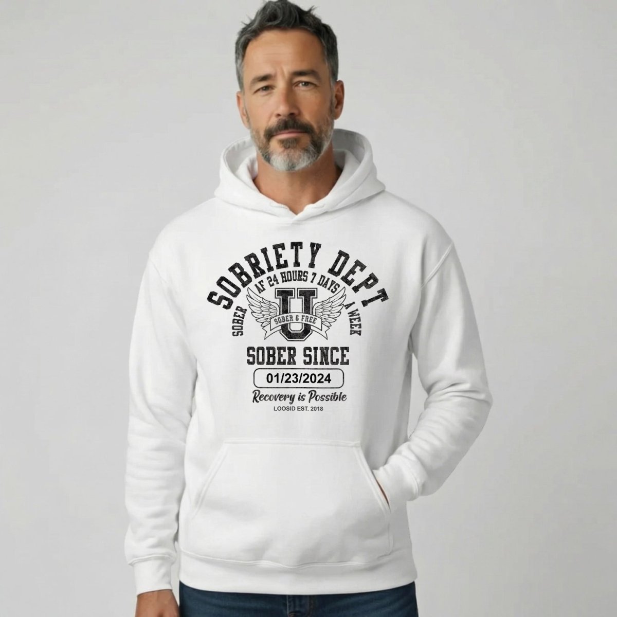 Recovery Hoodie | Sobriety Dept Hoodie with Custom Sobriety Date