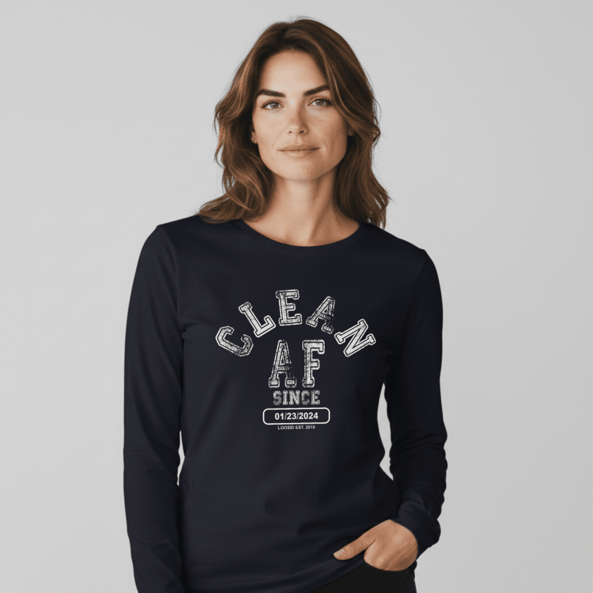 Clean AF Long Sleeve Sober T Shirt product photo (view 10)