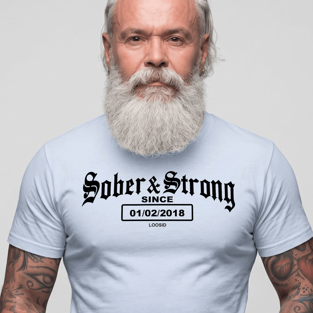 Old School Sober & Strong Sober T Shirt featuring the design (view 31)