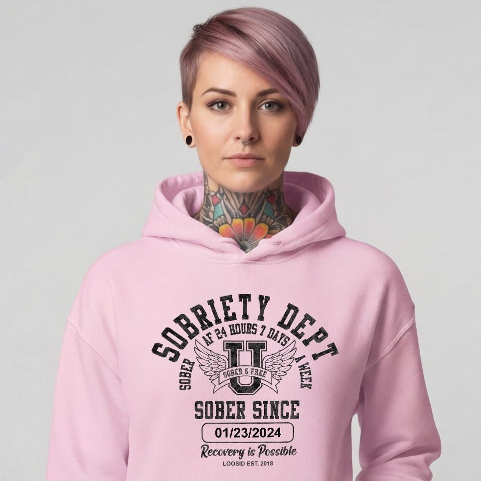 Recovery Hoodie | Sobriety Dept with Custom Sobriety Date