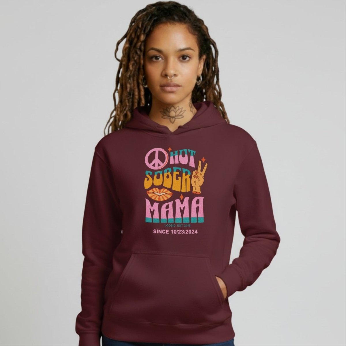 Hot Sober Mama Recovery Hoodie back view (view 17)