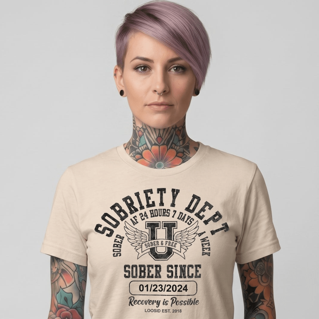 Sobriety Dept Sober T Shirt lifestyle view (view 25)