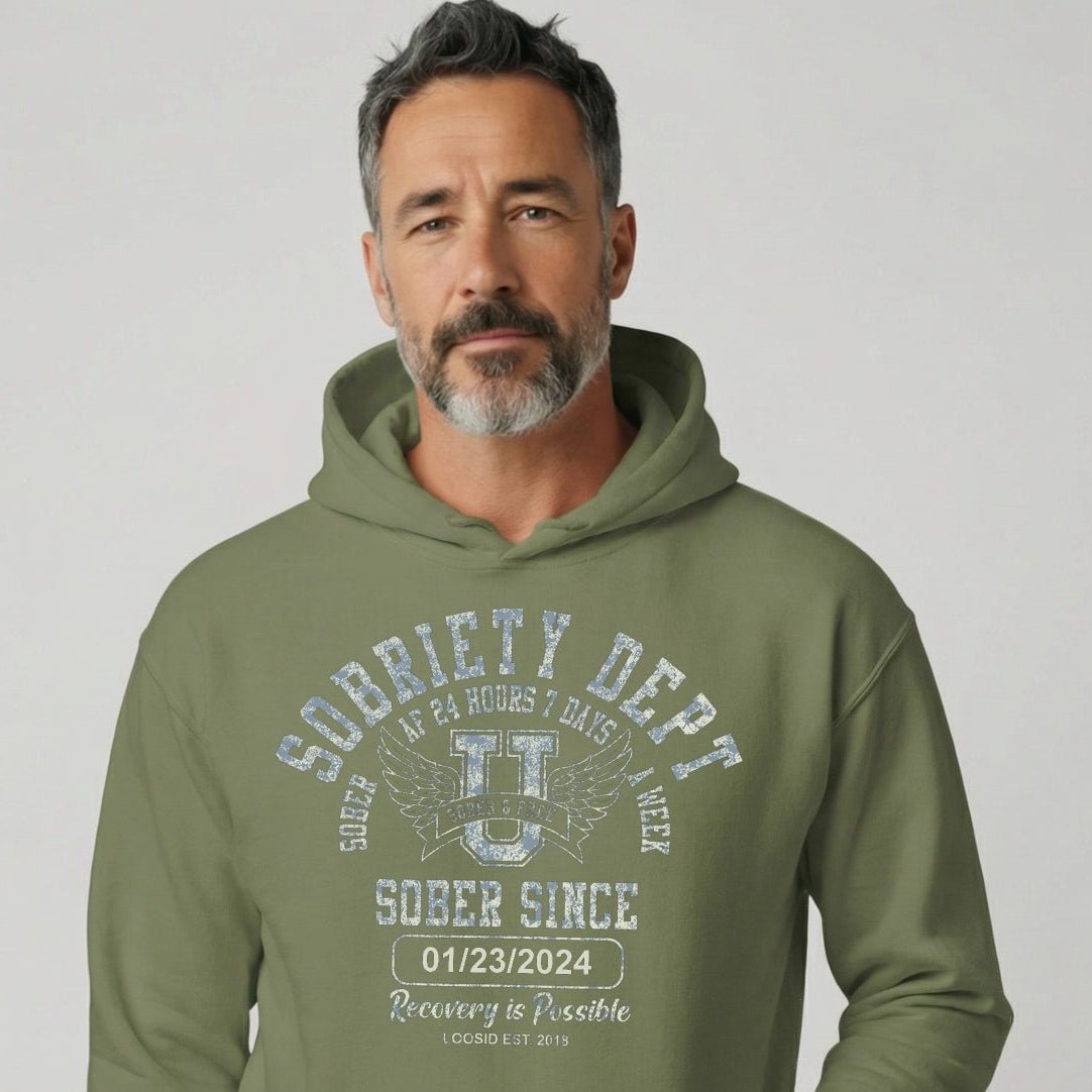 Recovery Hoodie | Sobriety Dept Hoodie with Custom Sobriety Date