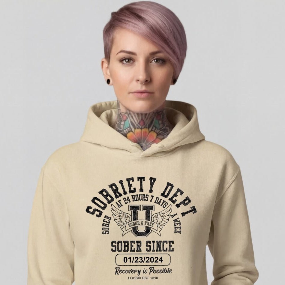 Recovery Hoodie | Sobriety Dept with Custom Sobriety Date