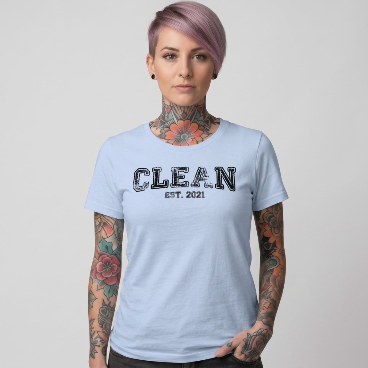 Clean T-Shirt | Women's Clean EST. Tee with Personalized Sobriety Date