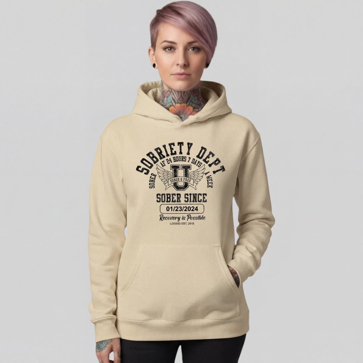 Recovery Hoodie | Sobriety Dept with Custom Sobriety Date