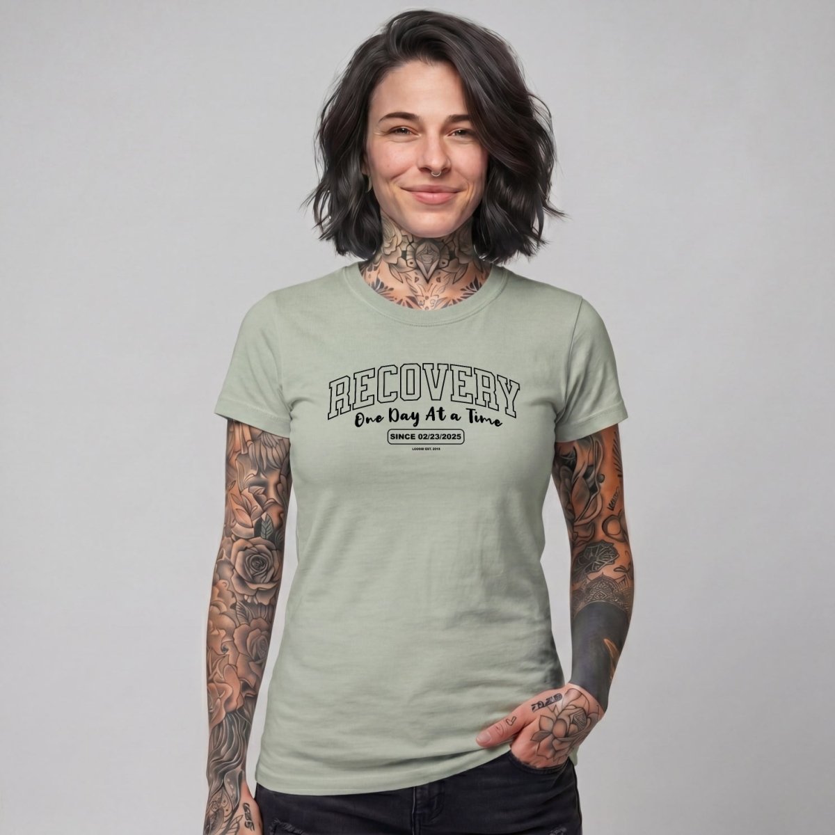 Sober T Shirt | Women's Recovery Looks Good On Me Garment-Dyed