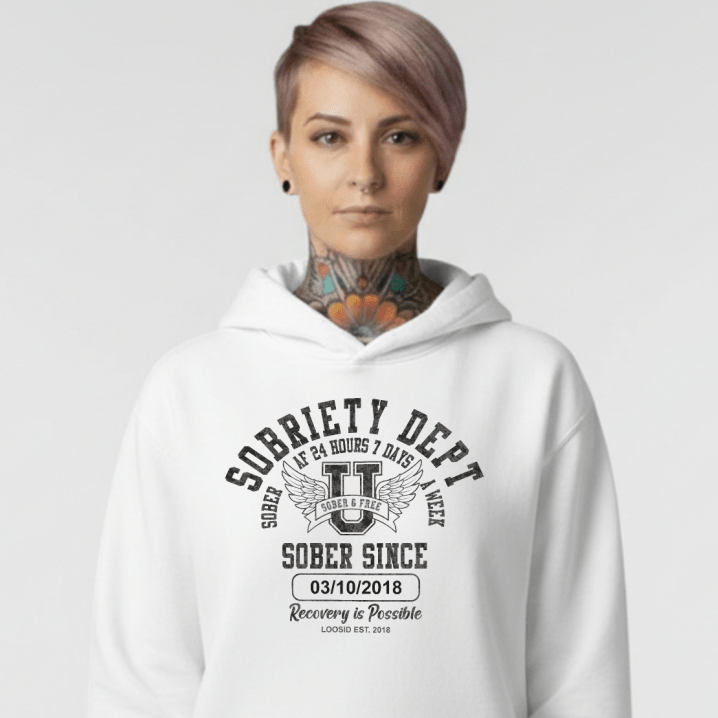 Recovery Hoodie | Sobriety Dept Unisex Hoodie with Custom Sobriety Date