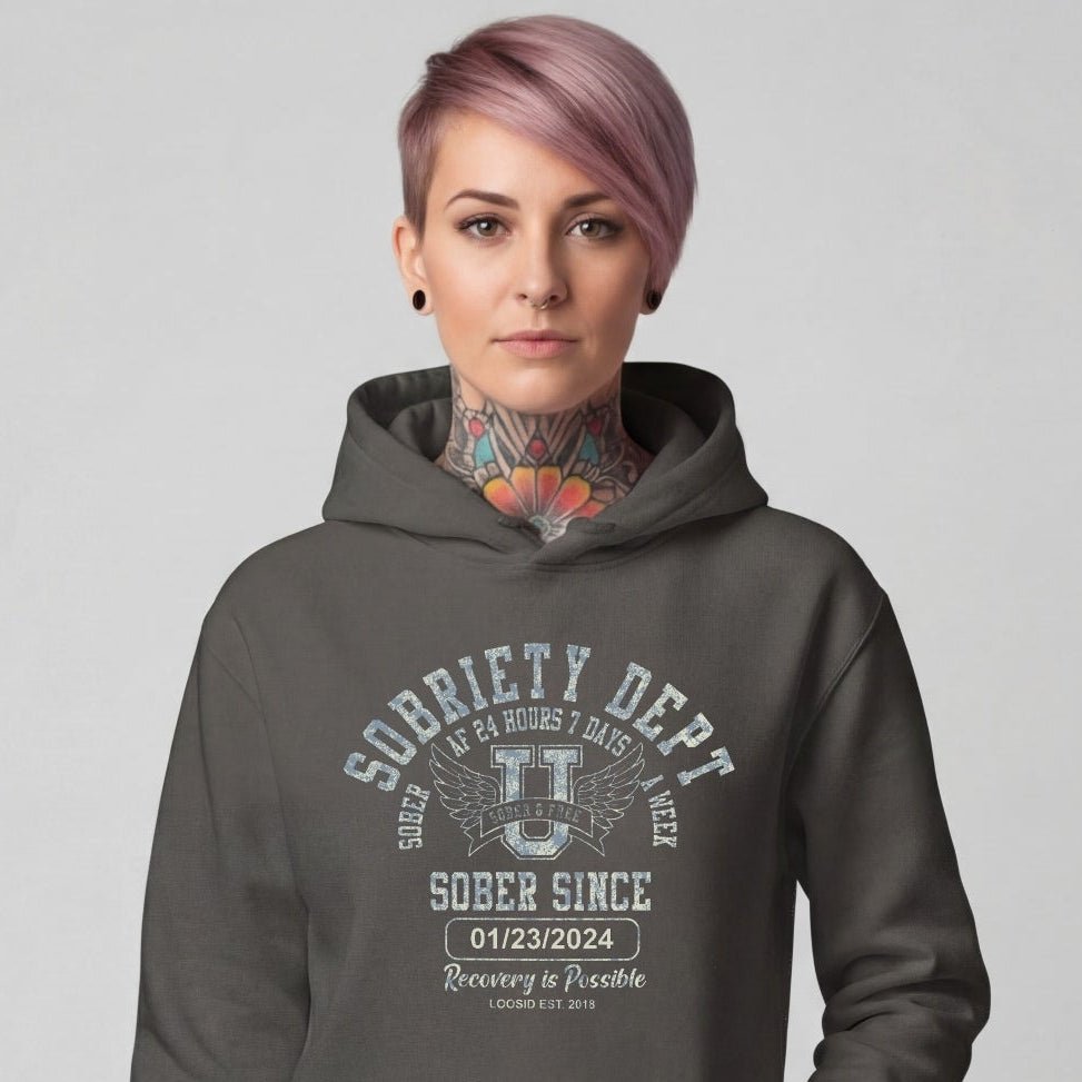 Recovery Hoodie | Sobriety Dept with Custom Sobriety Date