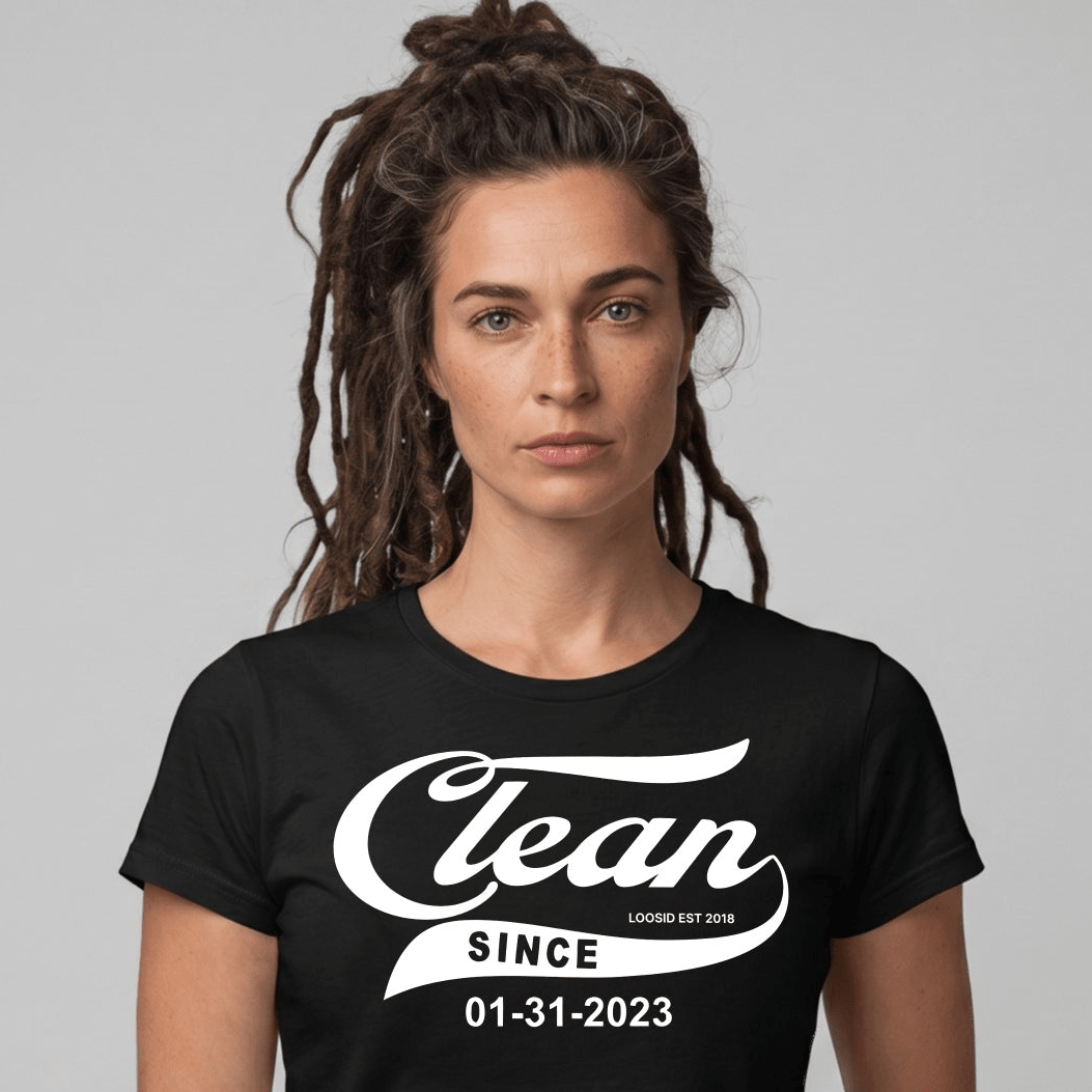 Clean Since Sober T Shirt lifestyle view (view 5)