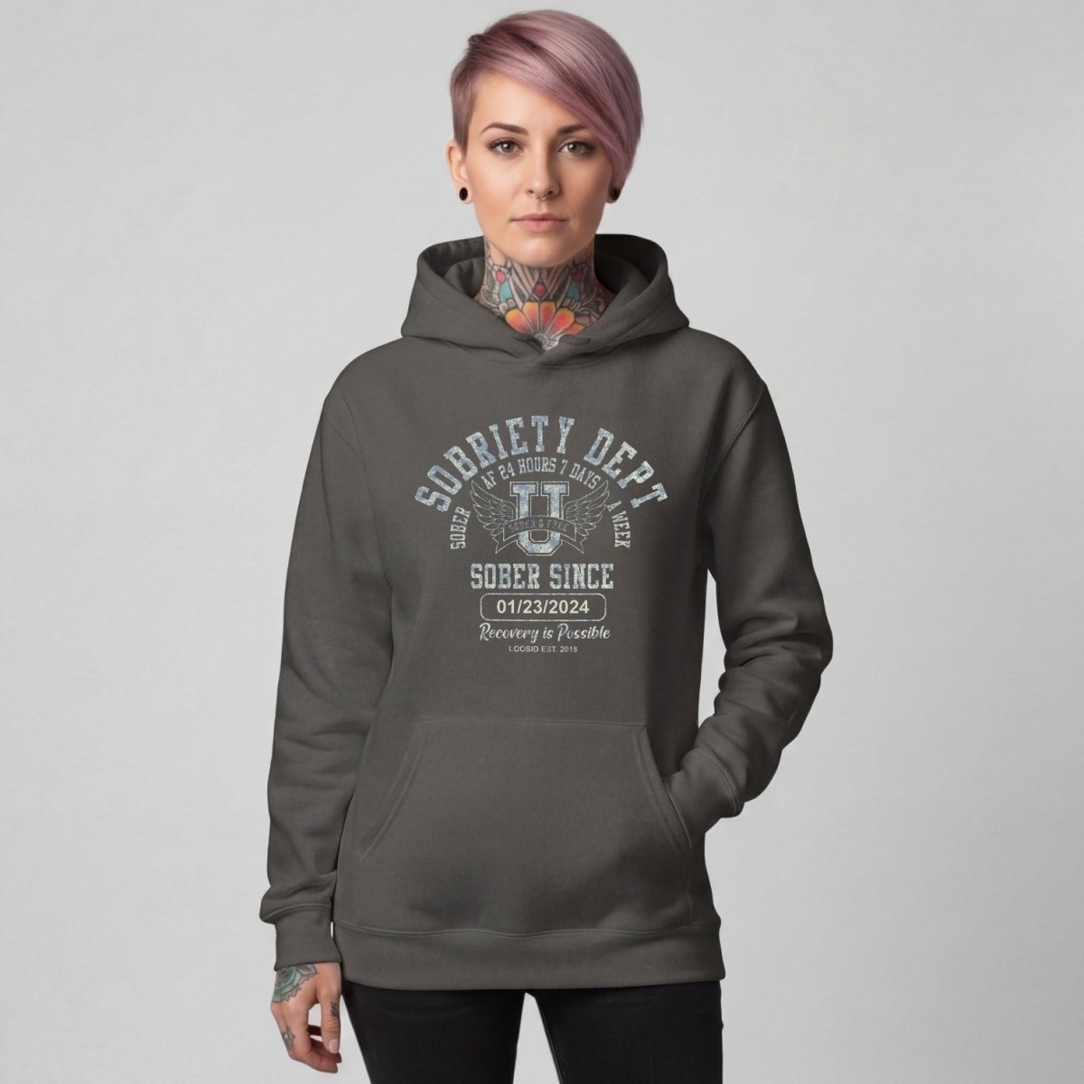 Recovery Hoodie | Sobriety Dept with Custom Sobriety Date