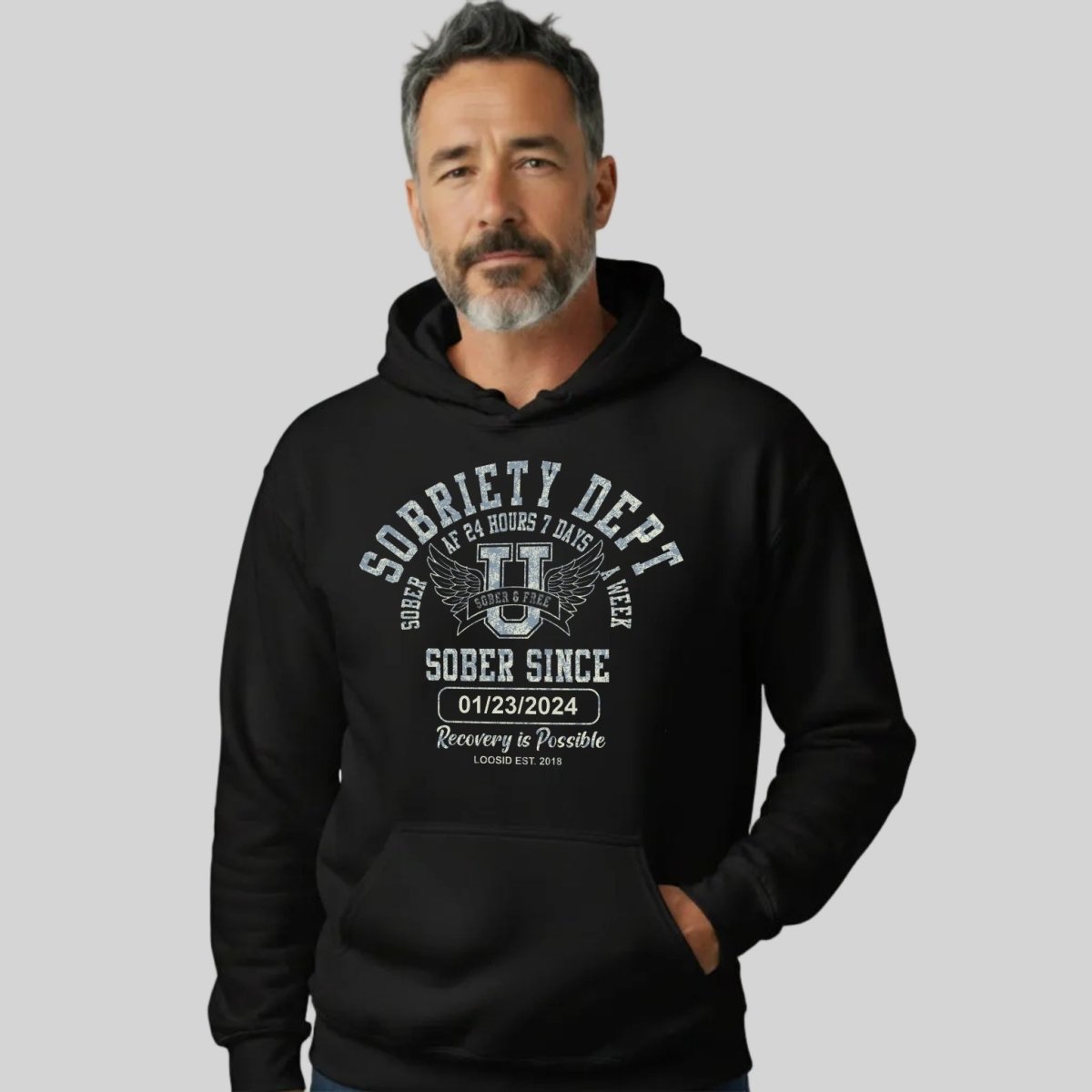 Recovery Hoodie | Sobriety Dept Hoodie with Custom Sobriety Date