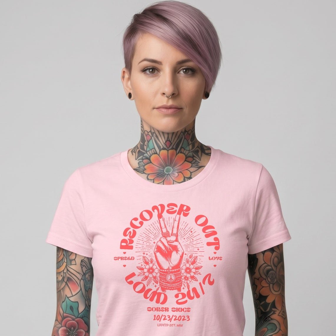 Recover Out Loud Women's Personalized Sober T Shirt
