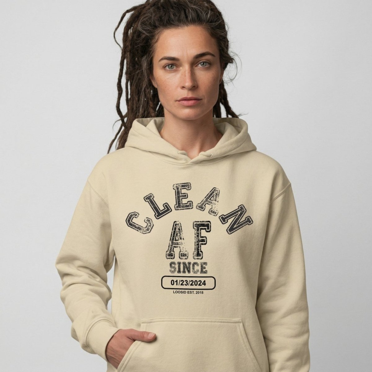 Clean AF Since Recovery Hoodie close-up view (view 22)