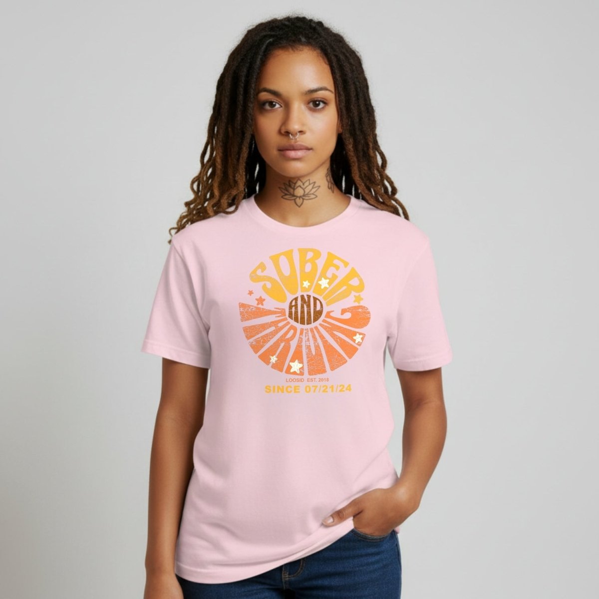Sober and Thriving Sober T Shirt side view (view 26)