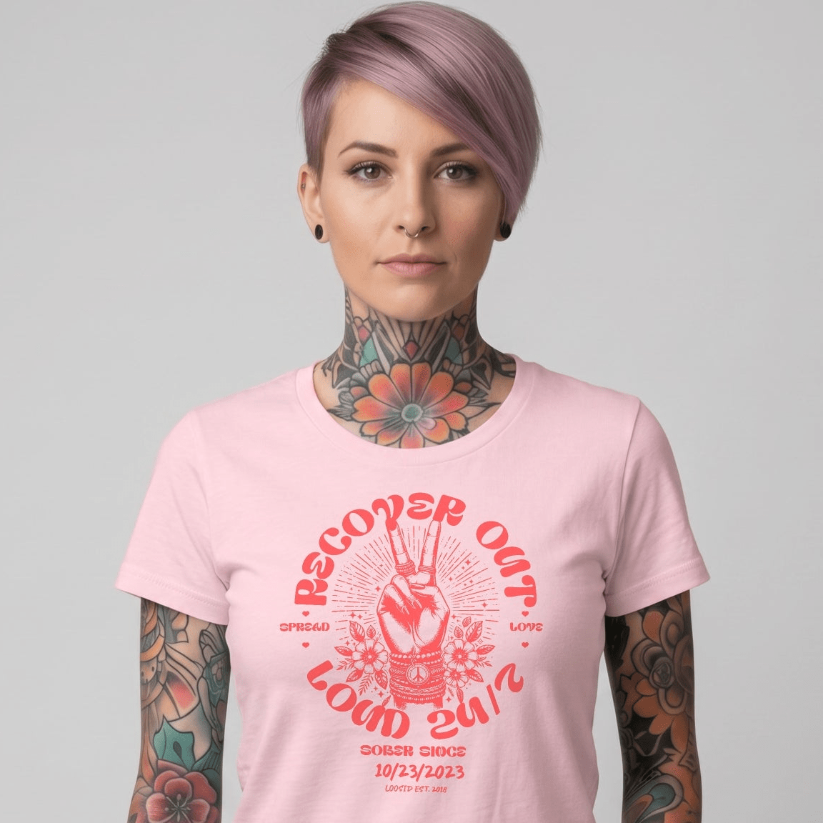Recover Out Loud Women's Personalized Sober T Shirt
