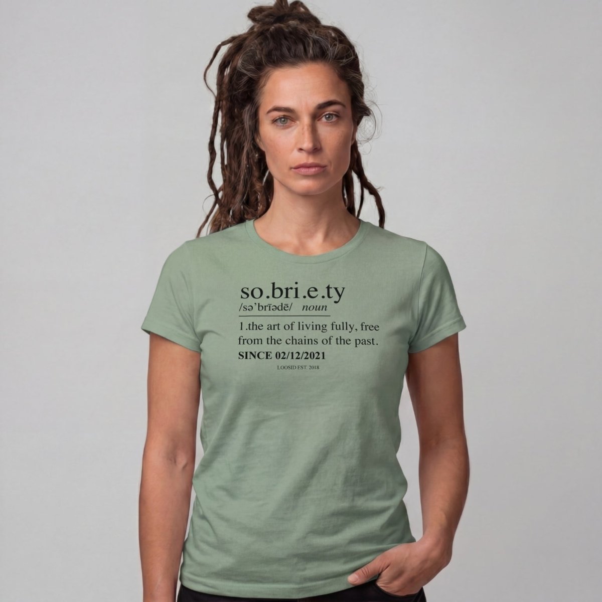 Sober T Shirt | Women's Sobriety Definition Tee with Custom Sober Date