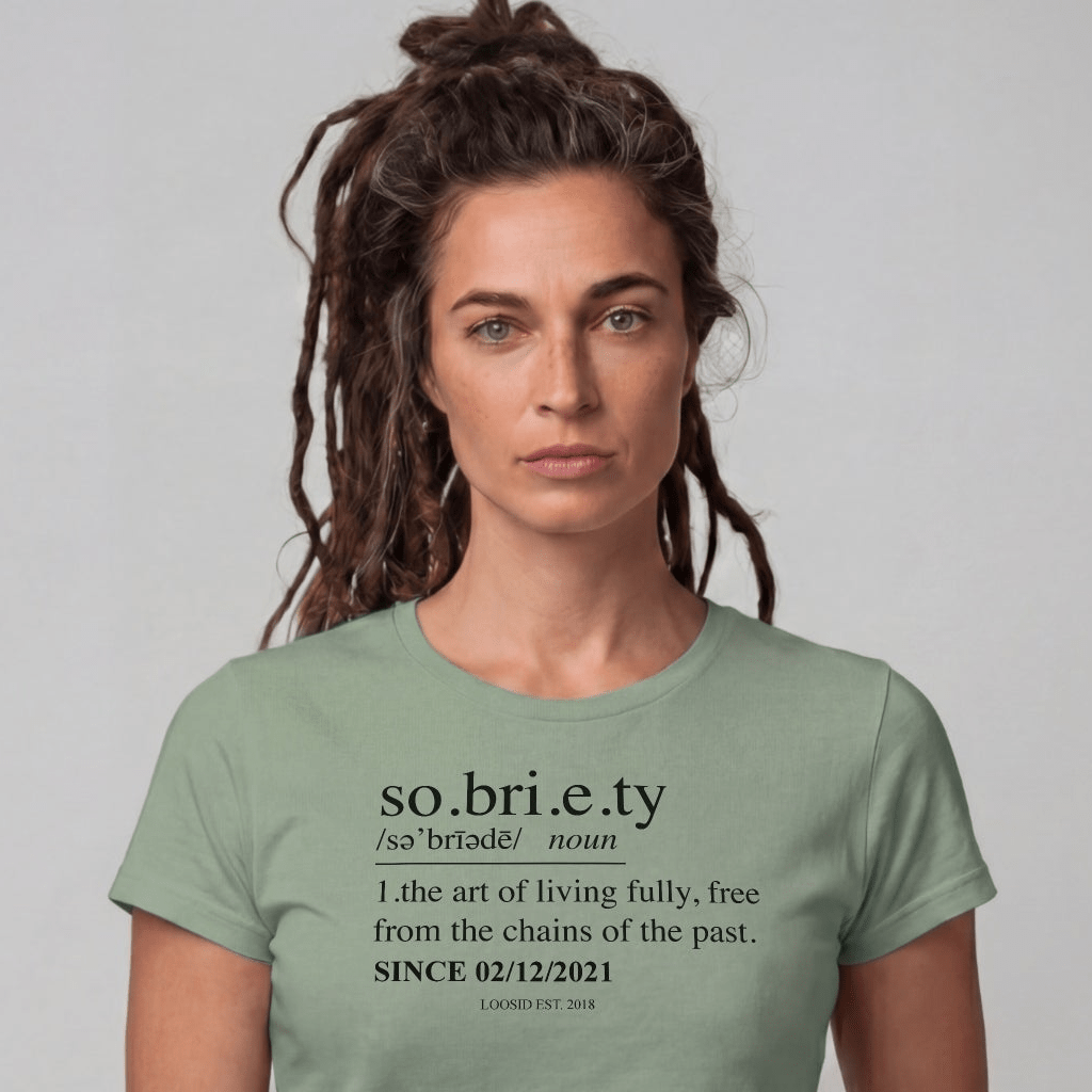 Sober T Shirt | Women's Sobriety Definition Tee with Custom Sober Date