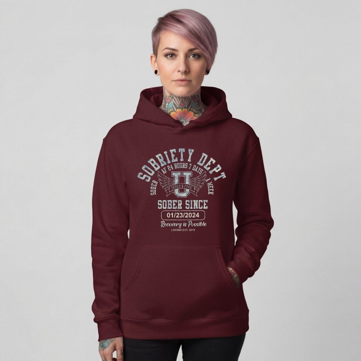Recovery Hoodie | Sobriety Dept with Custom Sobriety Date