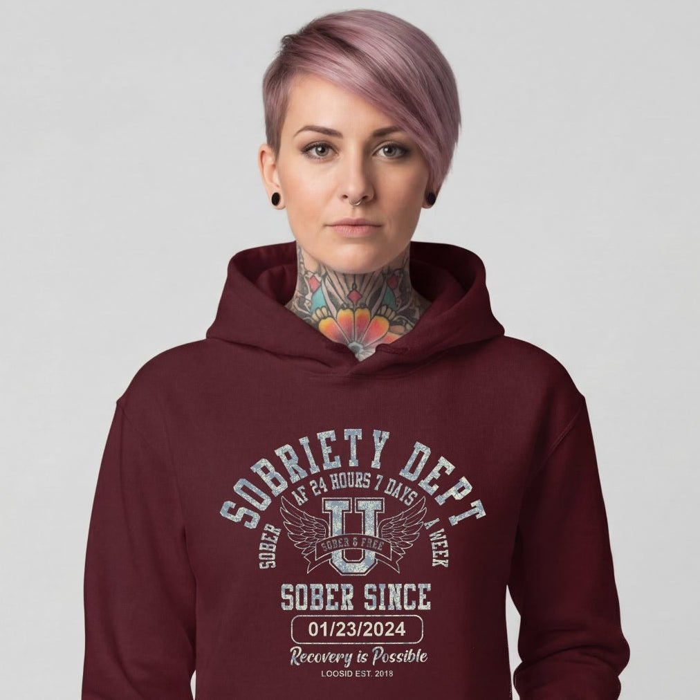 Recovery Hoodie | Sobriety Dept with Custom Sobriety Date