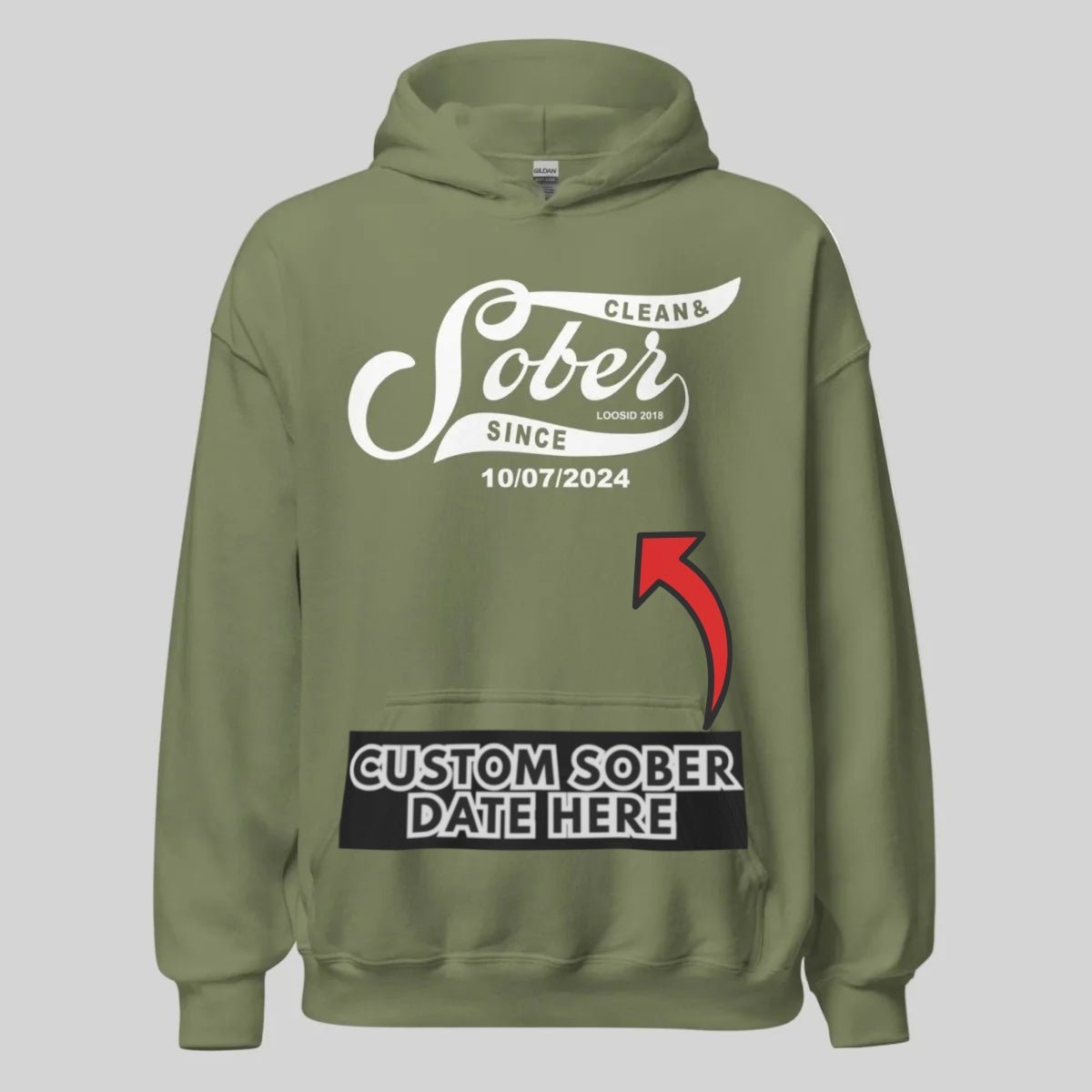 Sober Since Recovery Hoodie flat lay styled image (view 23)