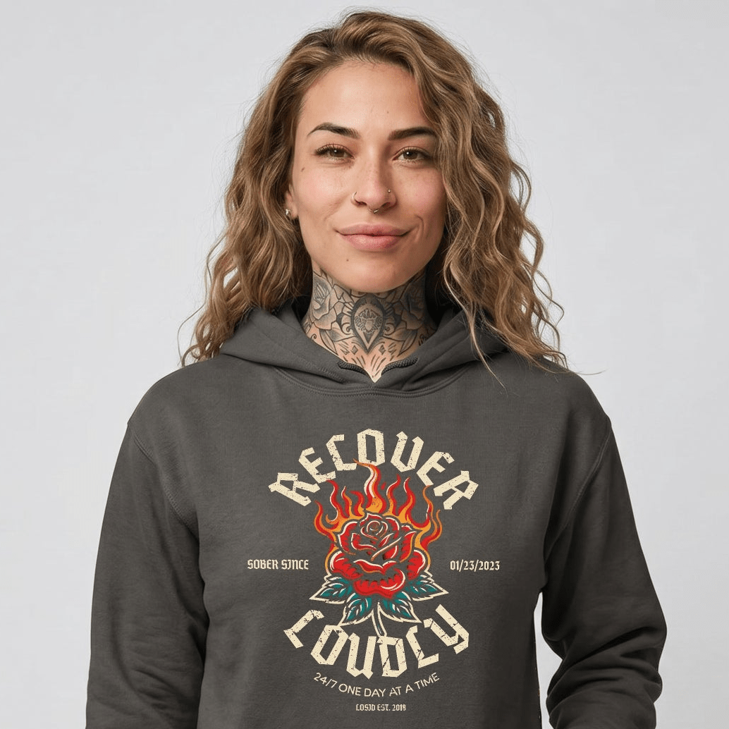 Recovery Hoodie | Recover Loudly Women’s Custom Sobriety Date