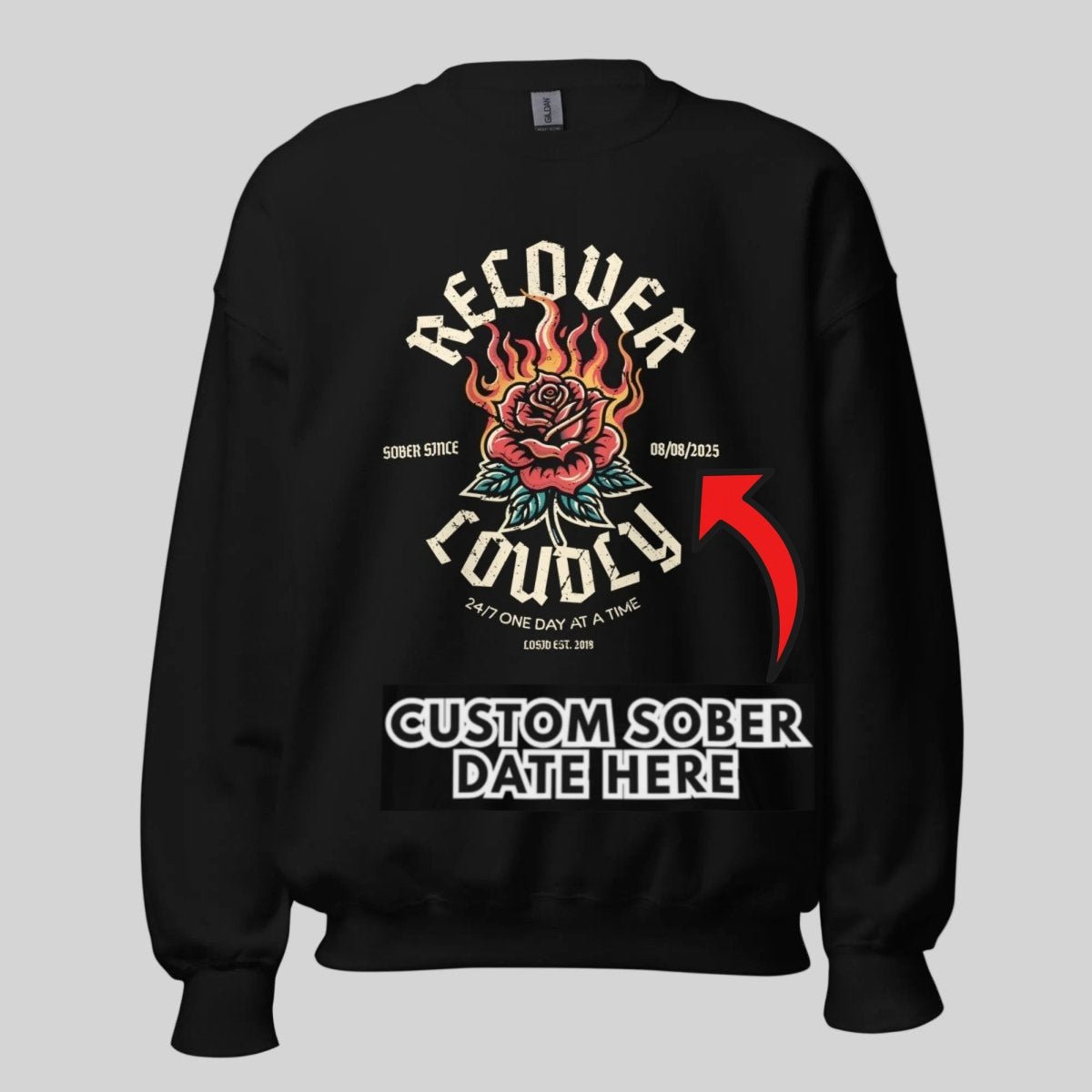 Sobriety Recovery Hoodie graphic detail (view 4)