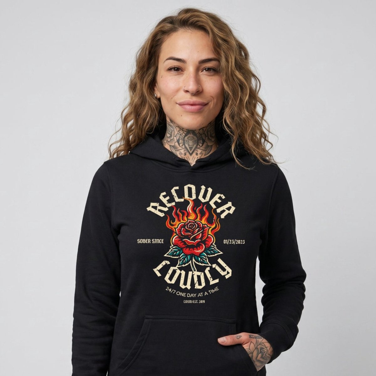 Recovery Hoodie | Recover Loudly Women’s Custom Sobriety Date