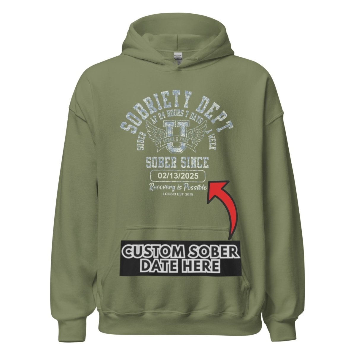 Recovery Hoodie | Sobriety Dept with Custom Sobriety Date