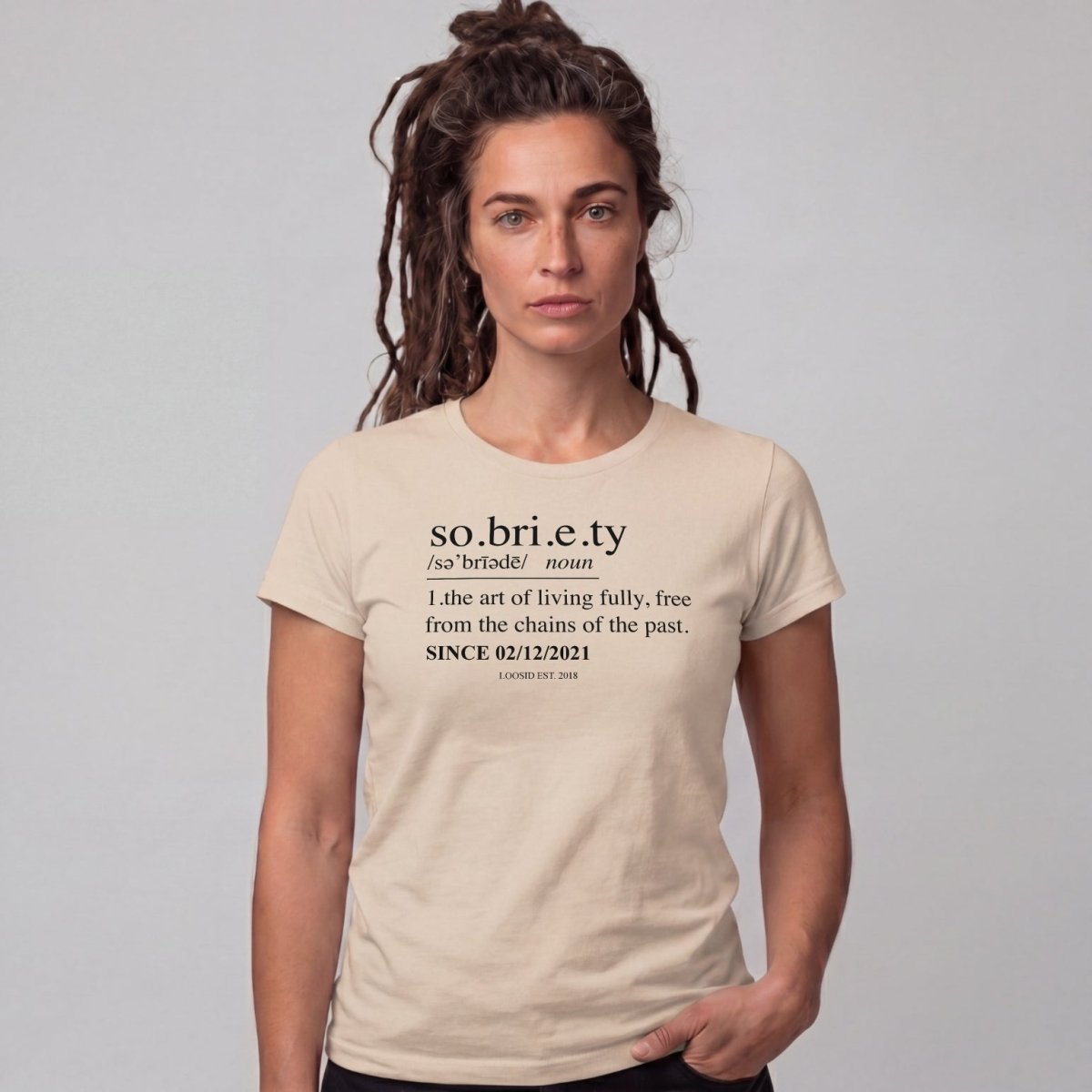 Sober T Shirt | Women's Sobriety Definition Tee with Custom Sober Date