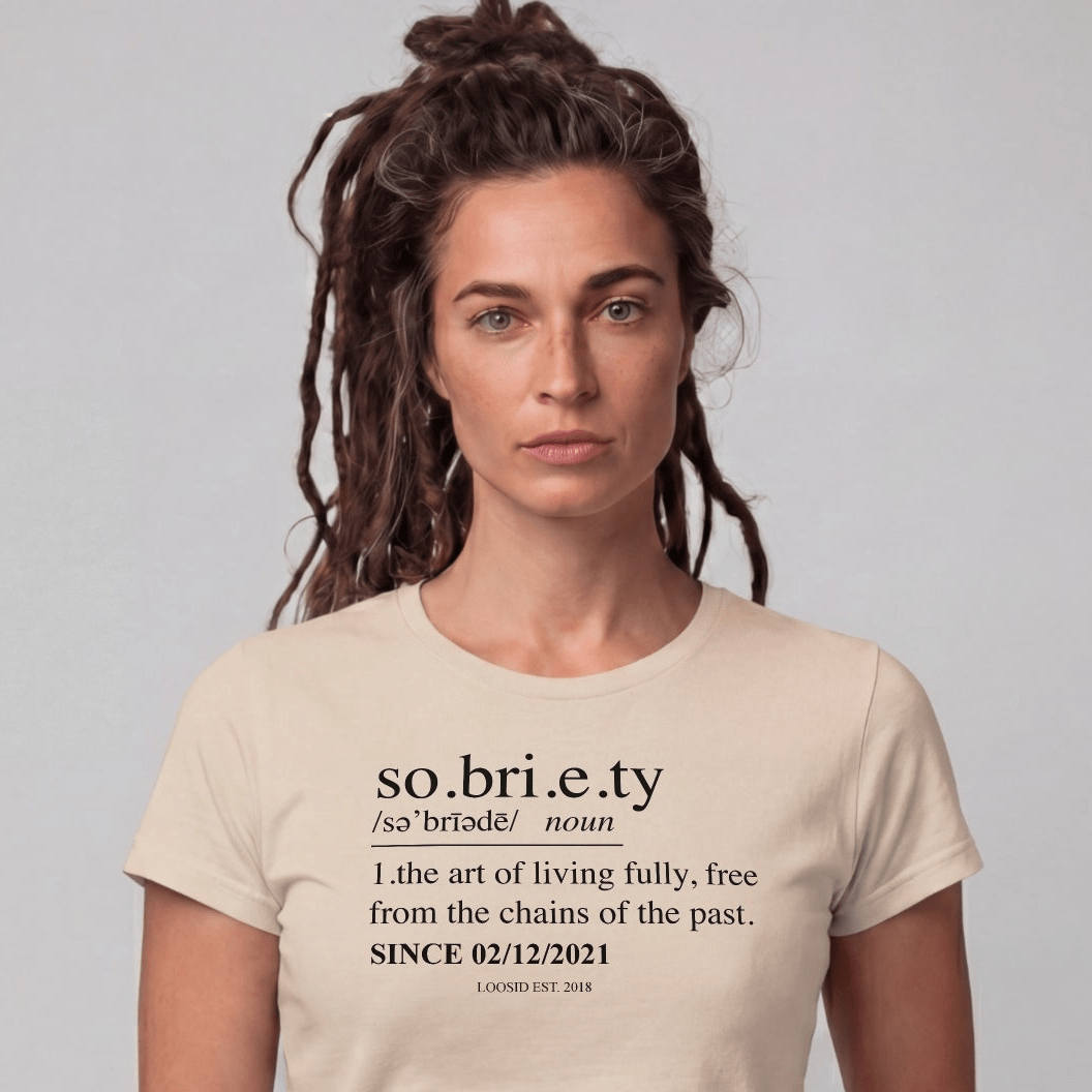 Sober T Shirt | Women's Sobriety Definition Tee with Custom Sober Date