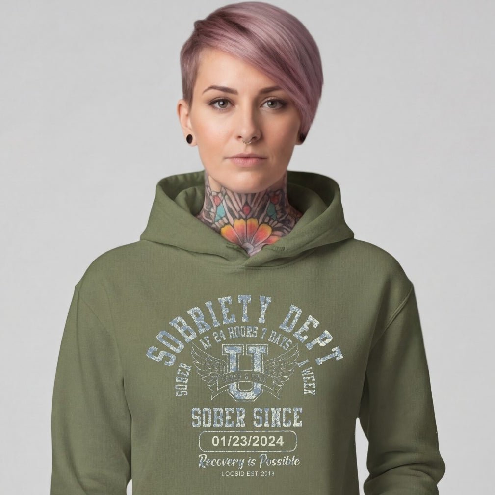 Recovery Hoodie | Sobriety Dept with Custom Sobriety Date