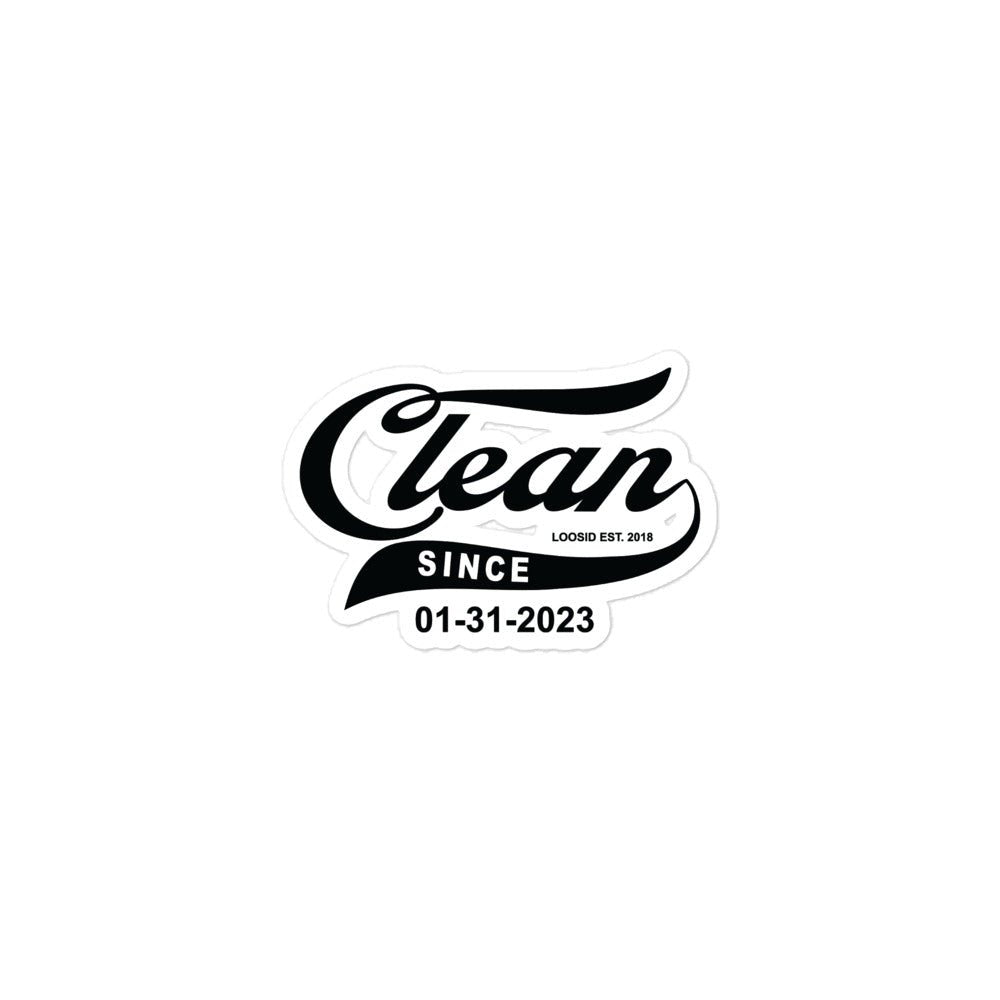 Clean Since Sticker W sober Date Sober Sticker flat lay styled image (view 3)