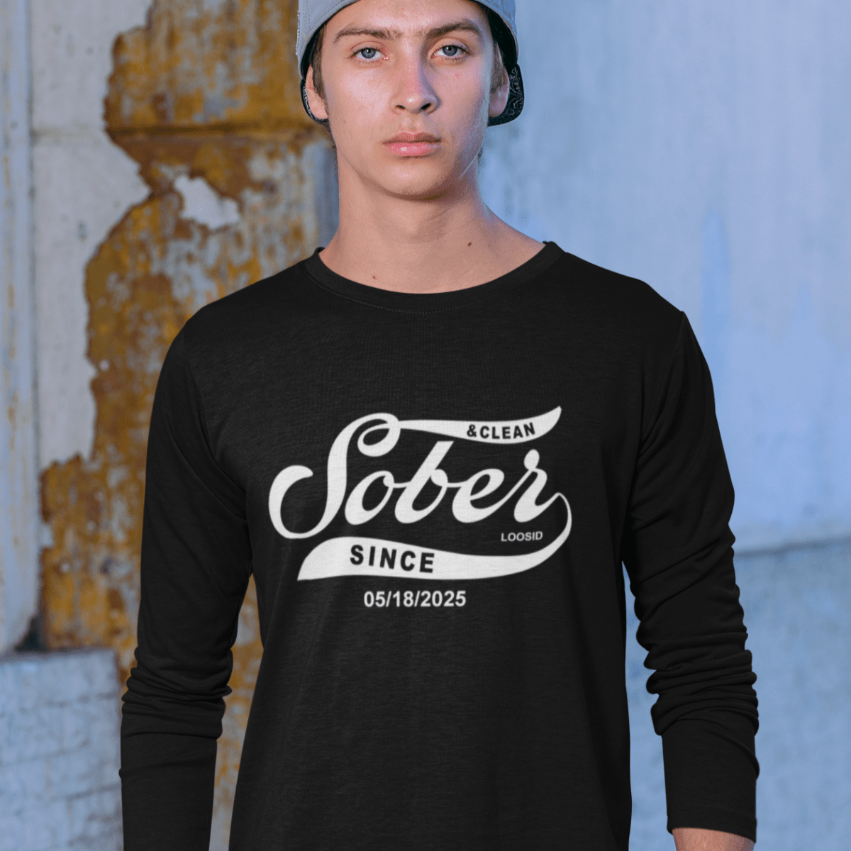 Men's Sober Since Long Sleeve T-shirt w/ Custom Sobriety Date