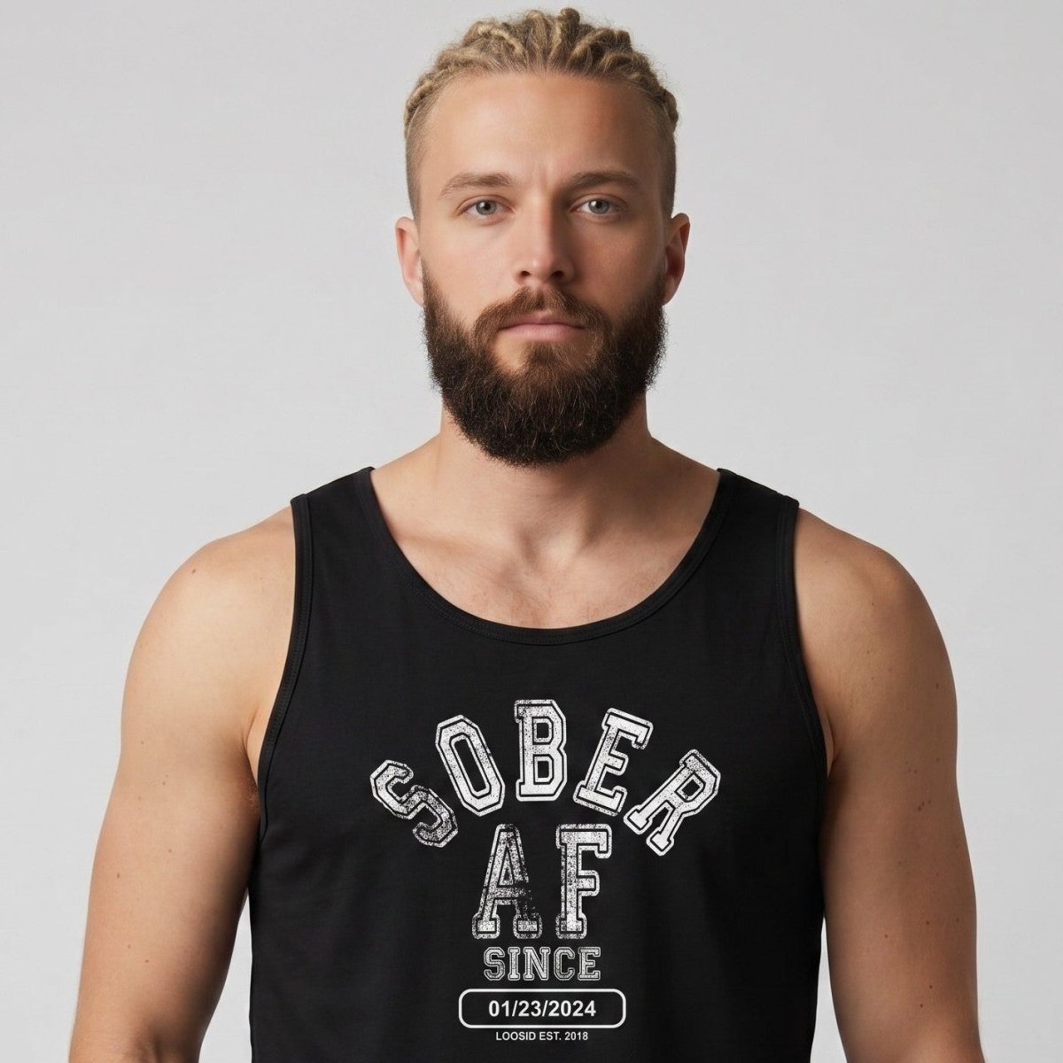 Sober AF Men's Tank Top with Custom Sobriety date