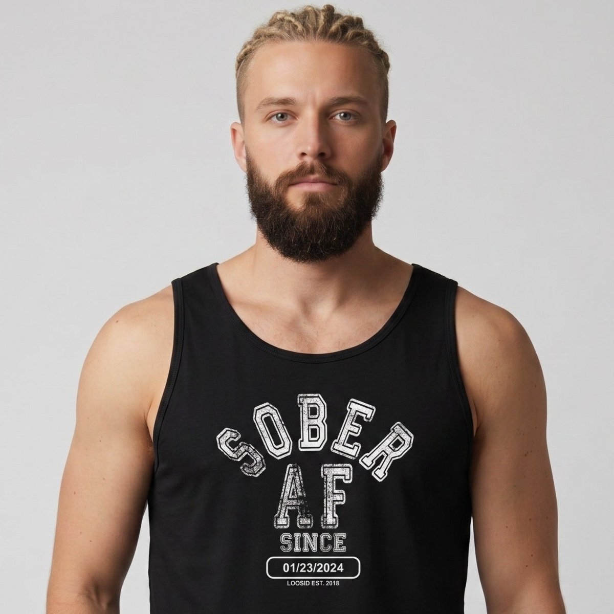 Sober AF Sober Tank Top close-up view (view 2)