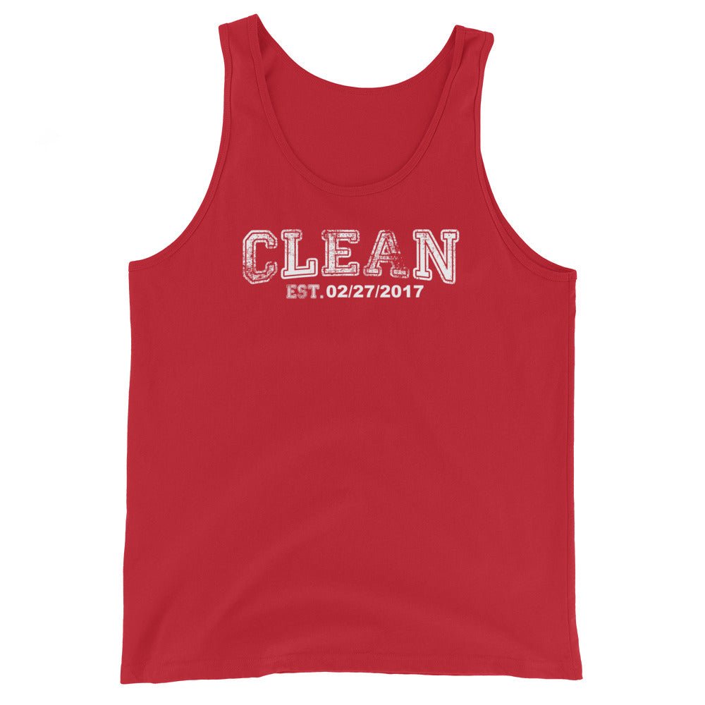Clean Men's W Personalize Recovery Date Sober Tank Top packaging detail (view 8)
